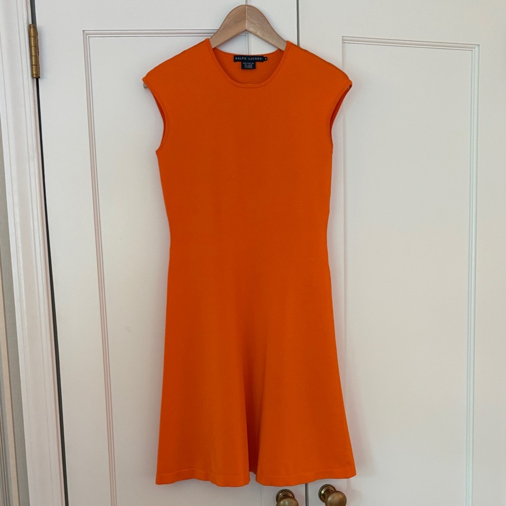Ralph Lauren Bright Orange Cap-Sleeve Fit-and-Flare Dress